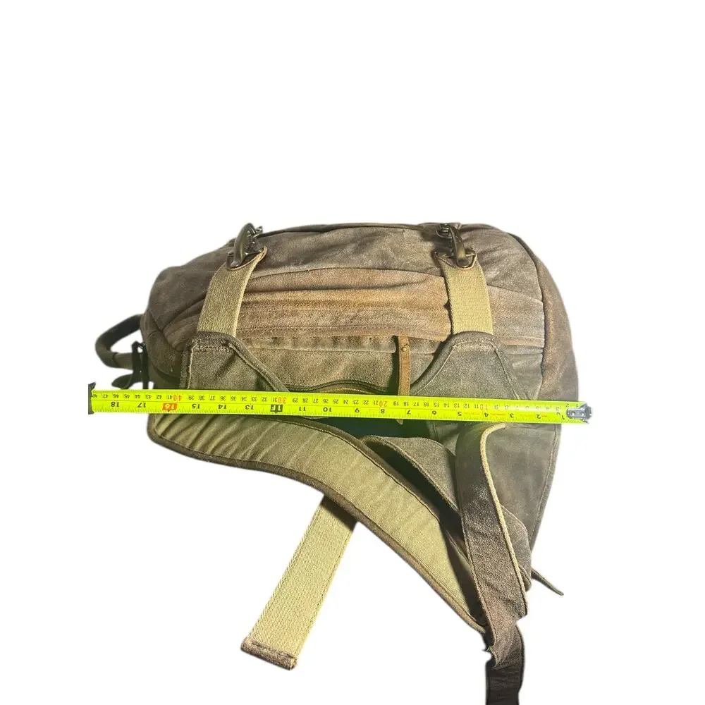 Wilsons Leather M. Julian Suede Backpack Tan Distressed Brass Buckle rare unique